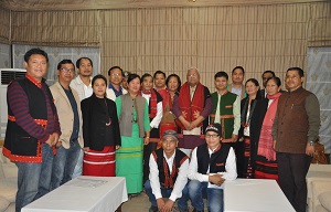 The Governor of Arunachal Pradesh Shri PB Acharya with Adi Baane Kebang in the Gyatri Hall at Raj Bhavan Itanagar on 1st February� 2017.